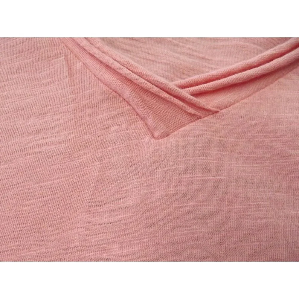 The Sweatshirt Project T-shirt Womens 3X Coral Peach Tie Front short sleeve v-ne - Picture 4 of 7